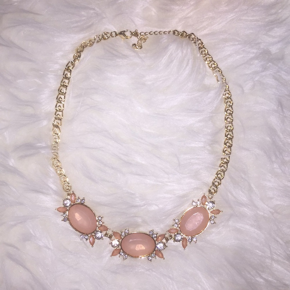 Gold Pink Stone Diamond Necklace